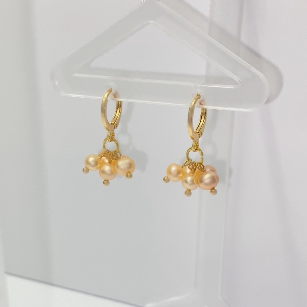 Pink Freshwater Pearl Cluster Dangle Earrings